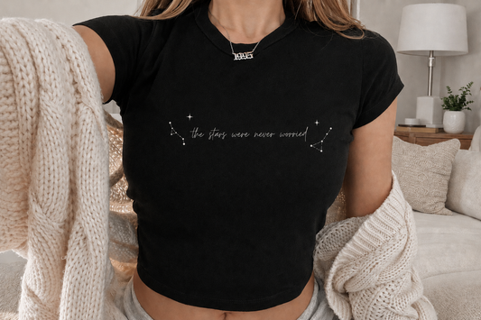 'The Stars Were Never Worried' Women's Baby Tee — Inspirational Micro Rib Tee